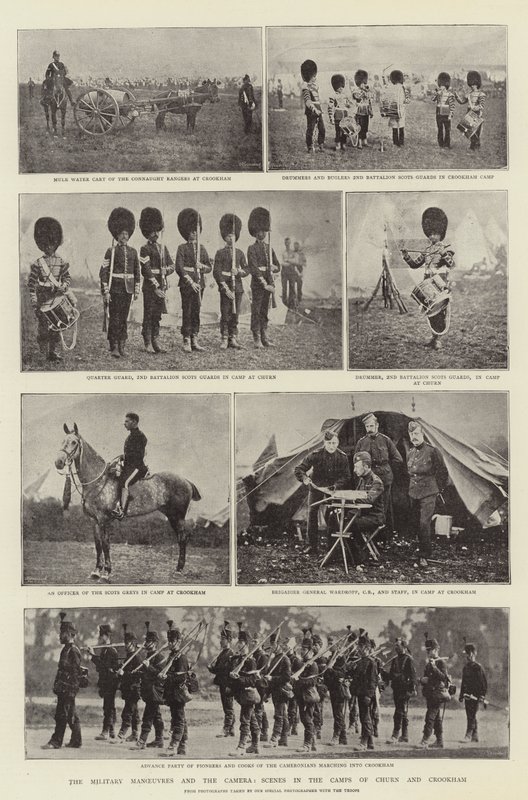 Las maniobras militares y la cámara, escenas en los campamentos de Churn y Crookham de English Photographer