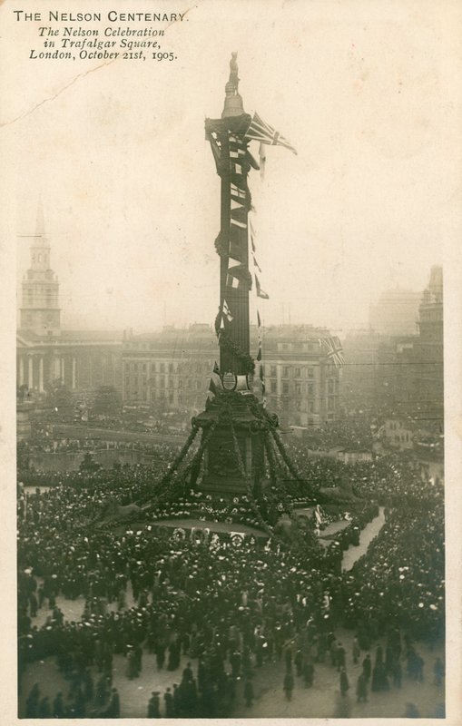 Celebración de Nelson en Trafalgar Square, Londres, 21 de octubre de 1905 de English Photographer
