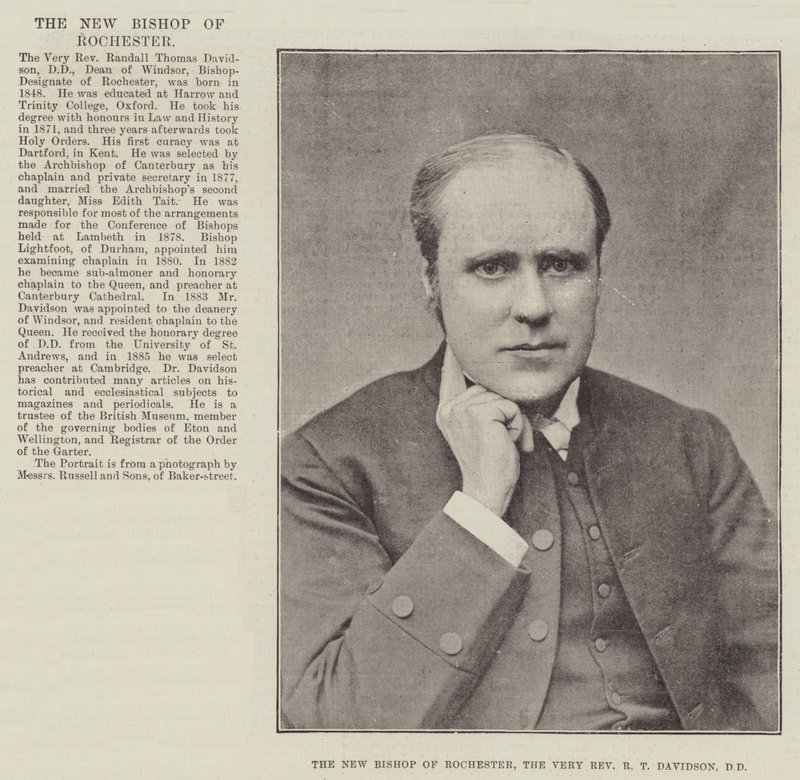 El nuevo obispo de Rochester, el reverendo R T Davidson, DD de English Photographer