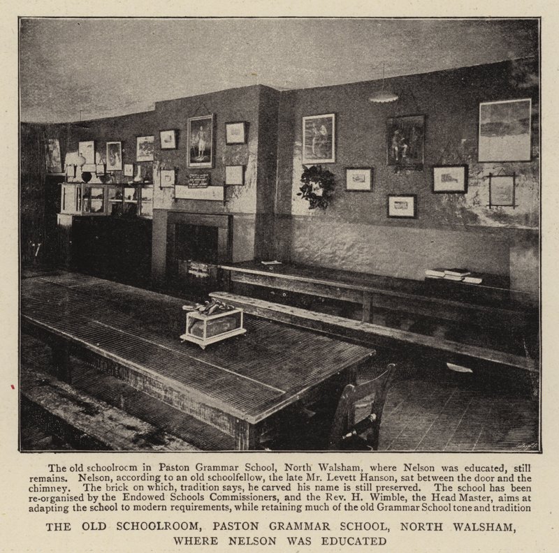 El antiguo salón de clases, Escuela de Gramática Paston, North Walsham, donde se educó Nelson de English Photographer