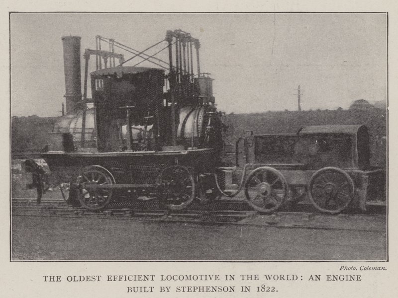 La locomotora más antigua y eficiente del mundo, una máquina construida por Stephenson en 1822 de English Photographer