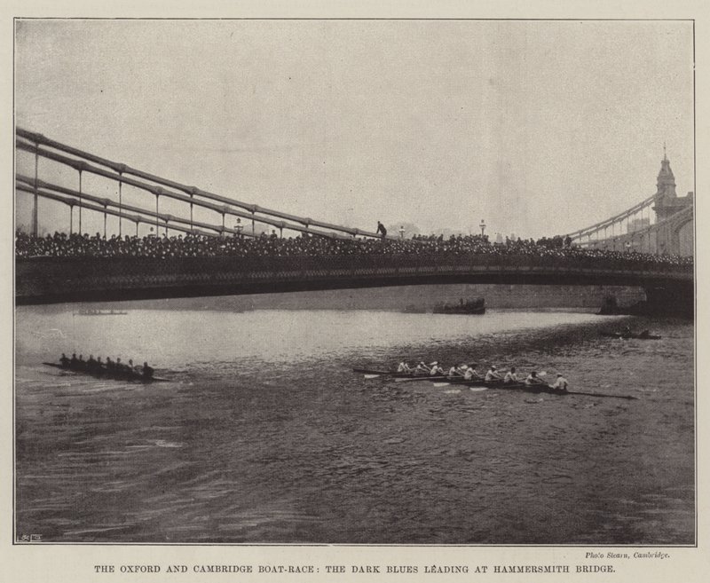 La Carrera de Botes de Oxford y Cambridge, los Oscuros Liderando en el Puente de Hammersmith de English Photographer