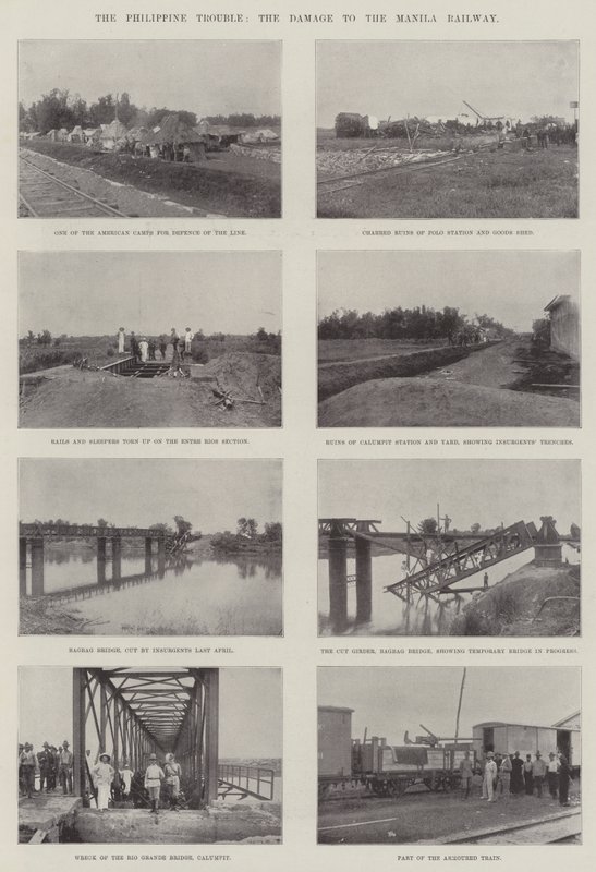 El problema filipino, el daño al ferrocarril de Manila de English Photographer