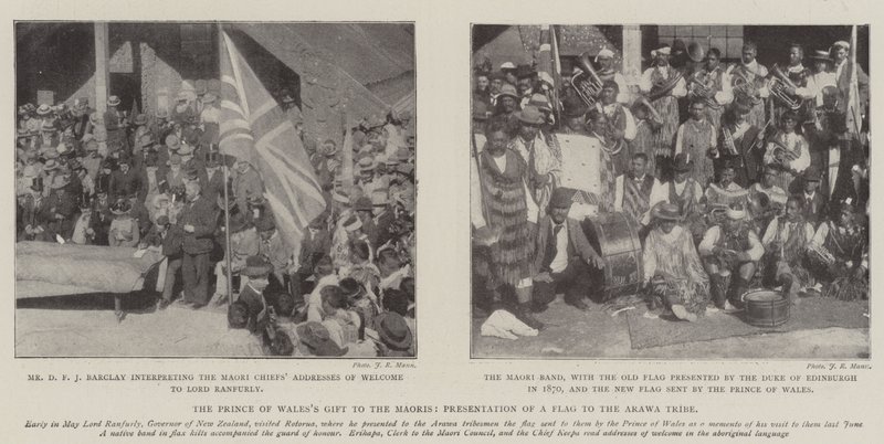 El Regalo del Príncipe de Gales a los Maoríes, Presentación de una Bandera a la Tribu Arawa de English Photographer