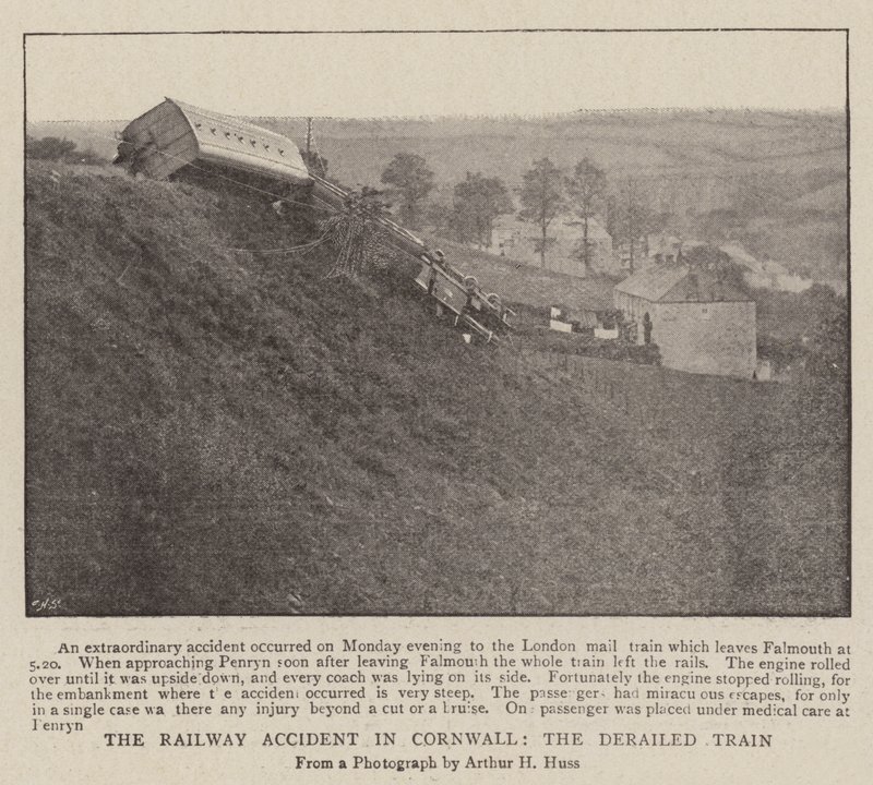 El accidente ferroviario en Cornwall, el tren descarrilado de English Photographer