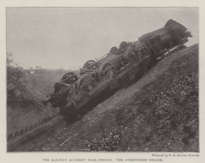 El accidente ferroviario cerca de Penryn, la locomotora volcada de English Photographer