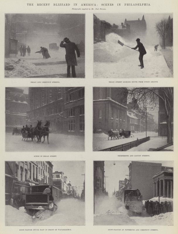 La reciente tormenta de nieve en América, escenas en Filadelfia de English Photographer