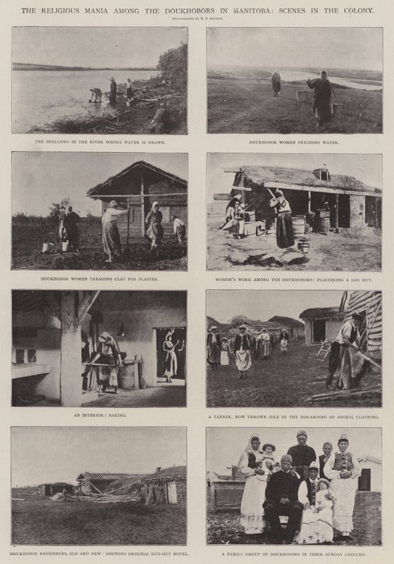 La manía religiosa entre los Doukhobors en Manitoba, escenas en la colonia de English Photographer