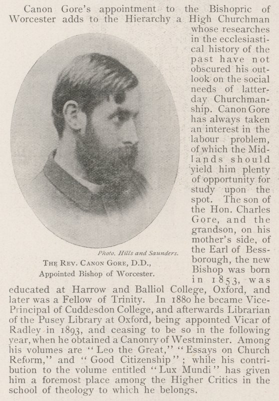 El Reverendo Canon Gore, DD, nombrado obispo de Worcester de English Photographer