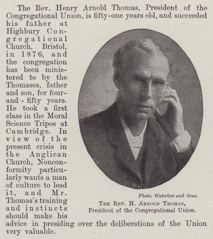 El Reverendo H Arnold Thomas, Presidente de la Unión Congregacional de English Photographer