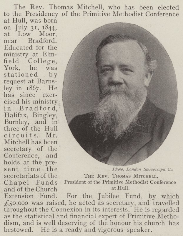 El Reverendo Thomas Mitchell, Presidente de la Conferencia Metodista Primitiva en Hull de English Photographer