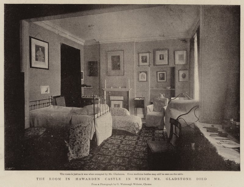 La habitación en el castillo de Hawarden donde murió el Sr. Gladstone de English Photographer