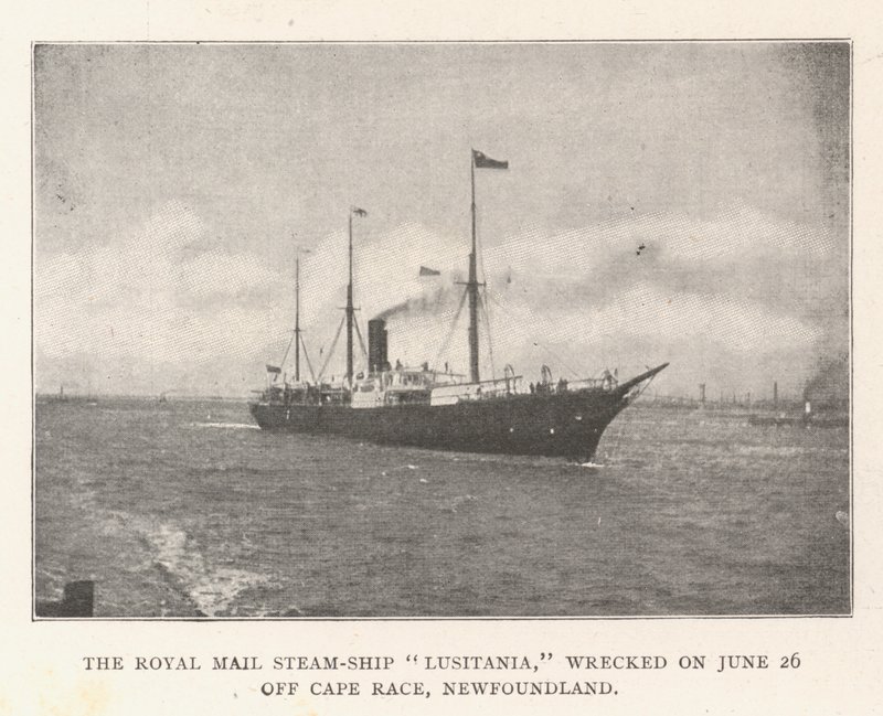El buque de correo real Lusitania, naufragado el 26 de junio frente a Cabo Race, Terranova de English Photographer