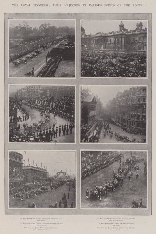 El progreso real, sus majestades en varios puntos de la ruta de English Photographer