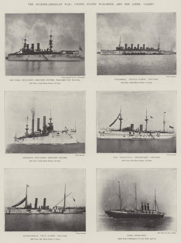 La Guerra Hispanoamericana, Buques de Guerra de los Estados Unidos y el Transatlántico Paris de English Photographer