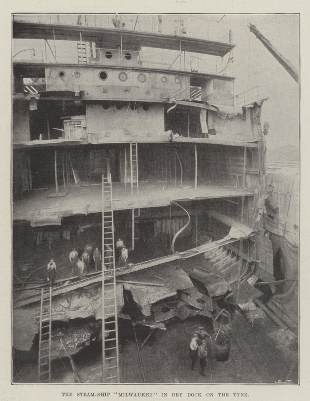 El barco de vapor Milwaukee en dique seco en el Tyne de English Photographer