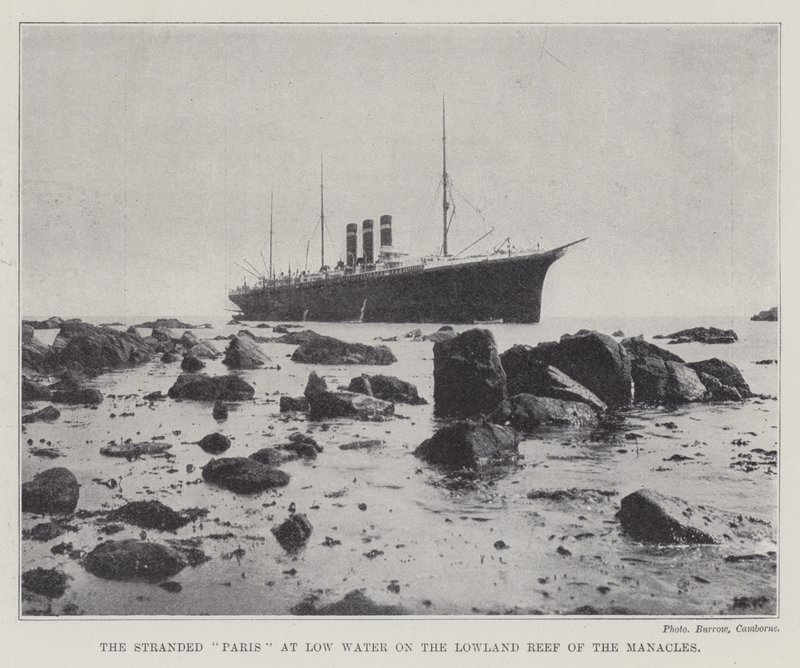 El París varado en bajamar en el arrecife Lowland de los Manacles de English Photographer