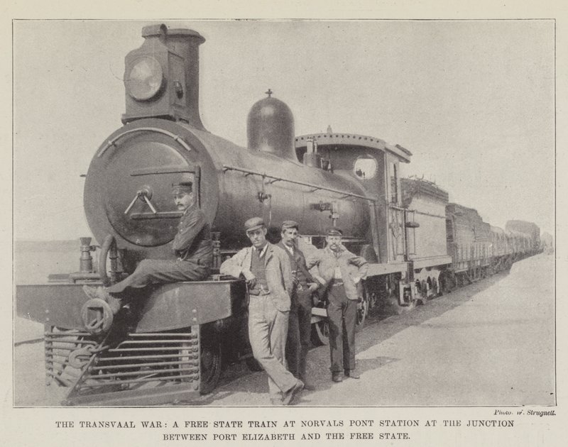 La Guerra del Transvaal, un Tren del Estado Libre en la Estación de Norvals Pont en la Unión entre Port Elizabeth y el Estado Libre de English Photographer