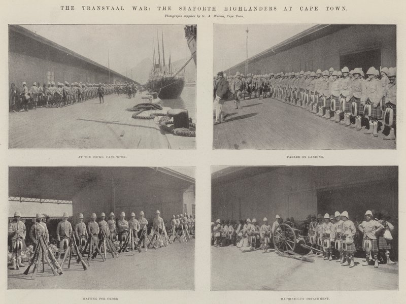 La guerra de Transvaal, los Seaforth Highlanders en Ciudad del Cabo de English Photographer