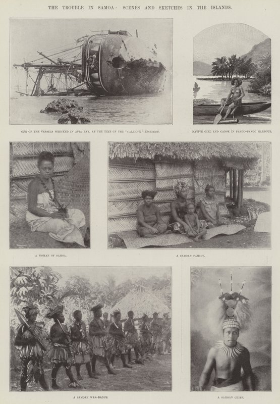 El problema en Samoa, escenas y bocetos en las islas de English Photographer