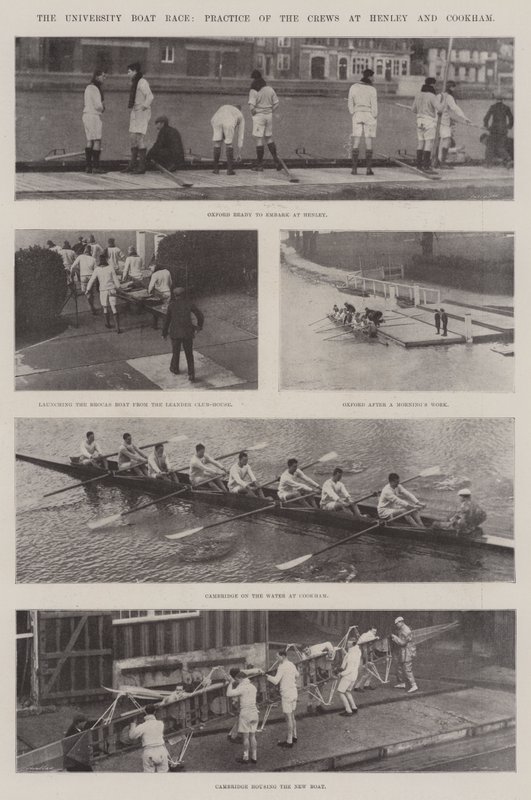 La Carrera de Botes Universitaria, Práctica de las Tripulaciones en Henley y Cookham de English Photographer