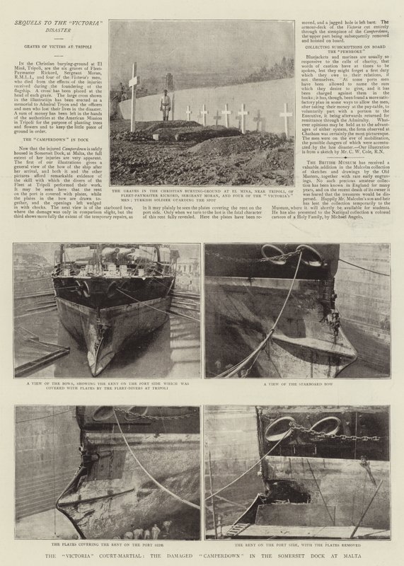 El Consejo de Guerra de Victoria, el Camperdown Dañado en el Muelle de Somerset en Malta de English Photographer