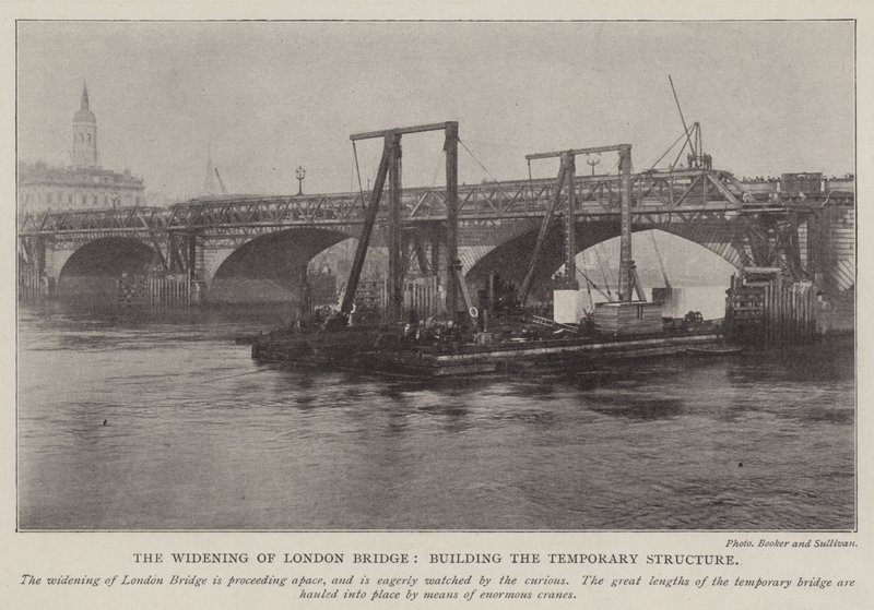La ampliación del puente de Londres, construcción de la estructura temporal de English Photographer