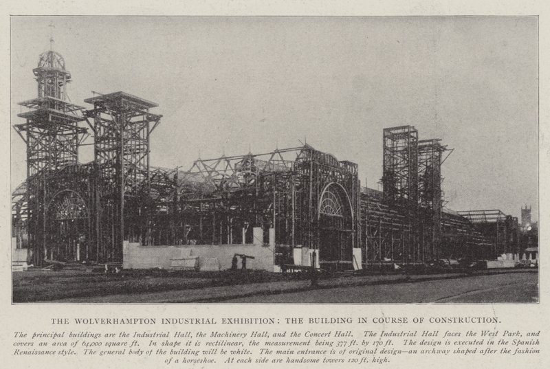 La Exposición Industrial de Wolverhampton, el Edificio en Construcción de English Photographer