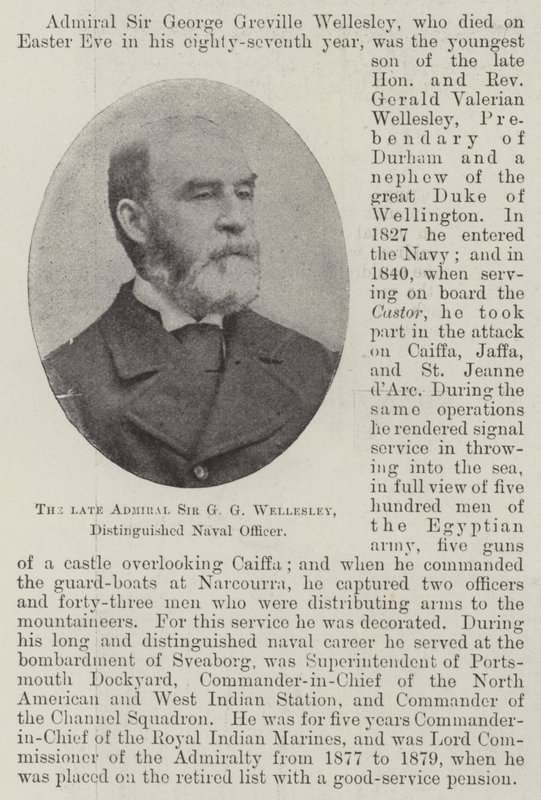 El difunto Almirante Sir G G Wellesley, distinguido oficial naval de English Photographer