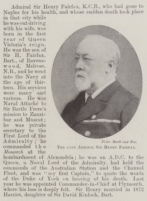 El difunto Almirante Sir Henry Fairfax de English Photographer