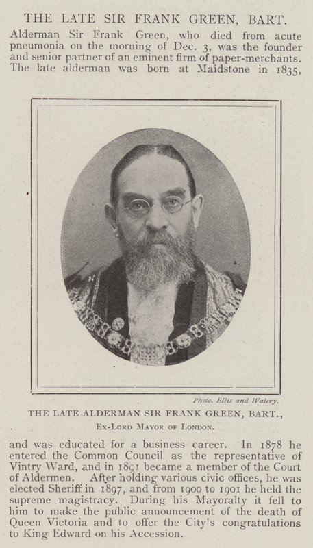 El difunto concejal Sir Frank Green, baronet, exalcalde de Londres de English Photographer