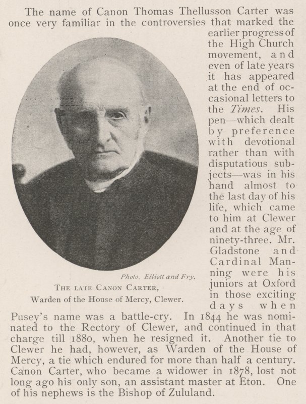 El difunto canónigo Carter, guardián de la Casa de la Misericordia, Clewer de English Photographer