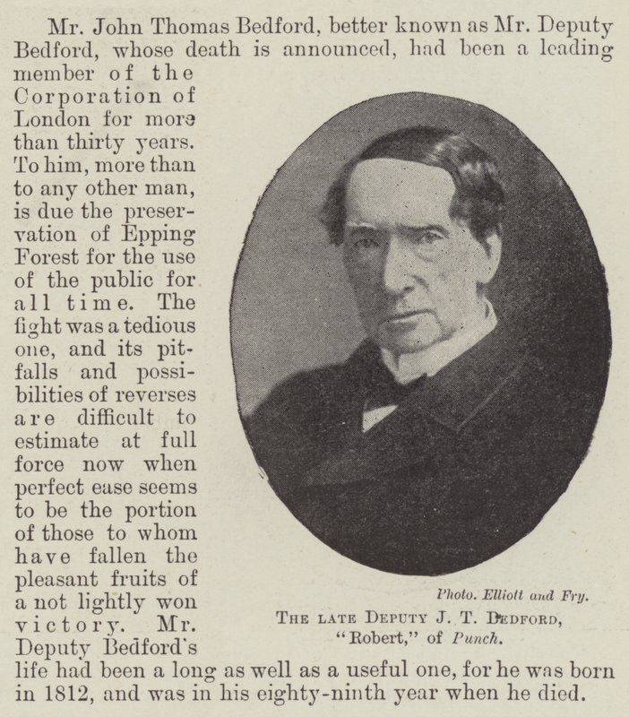 El difunto Diputado J T Bedford, Robert, de Punch de English Photographer