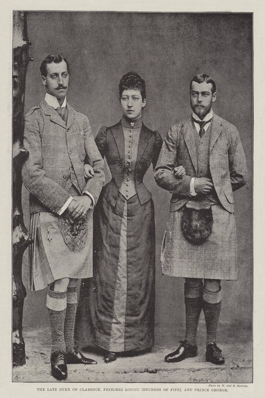 El difunto Duque de Clarence, la Princesa Louise (Duquesa de Fife) y el Príncipe George de English Photographer