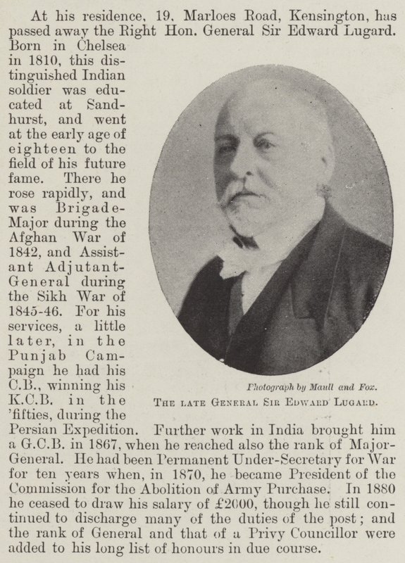 El difunto General Sir Edward Lugard de English Photographer