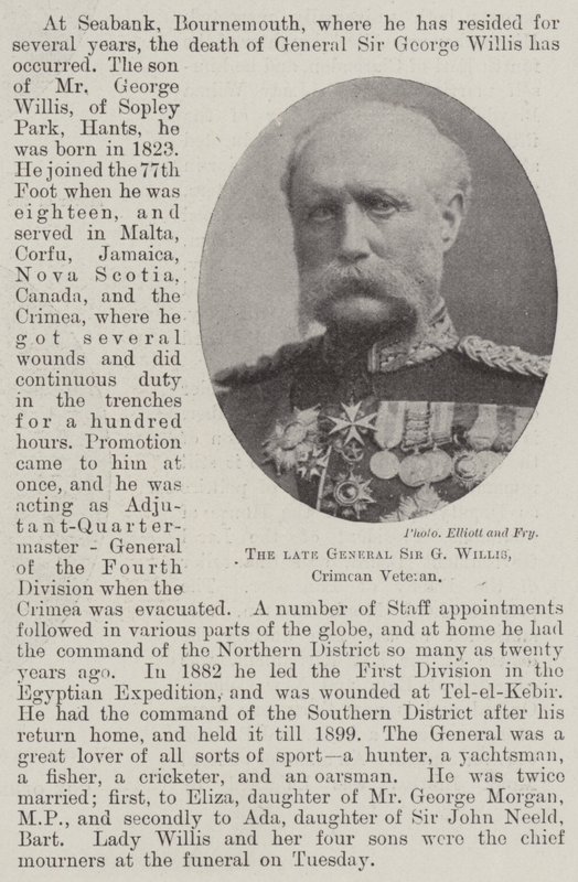 El difunto General Sir G Willis, veterano de Crimea de English Photographer