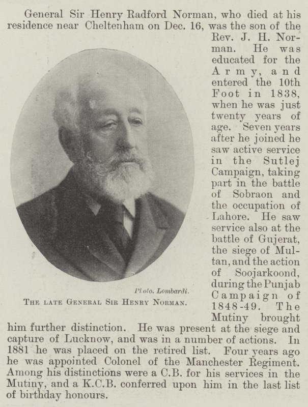 El difunto general Sir Henry Norman de English Photographer