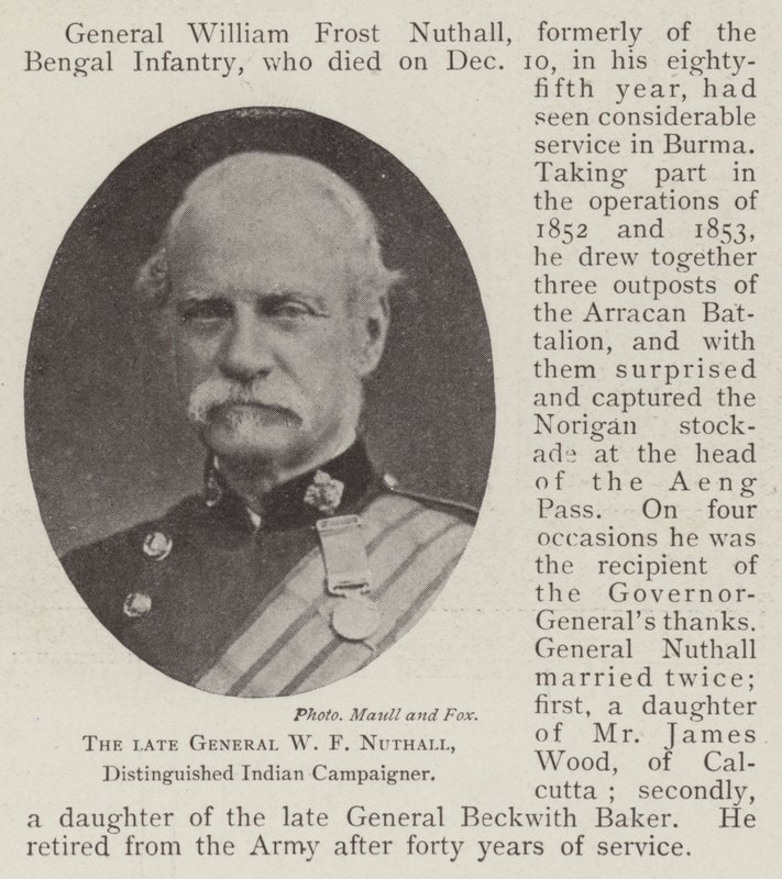 El difunto general W. F. Nuthall, distinguido combatiente en campañas indias de English Photographer