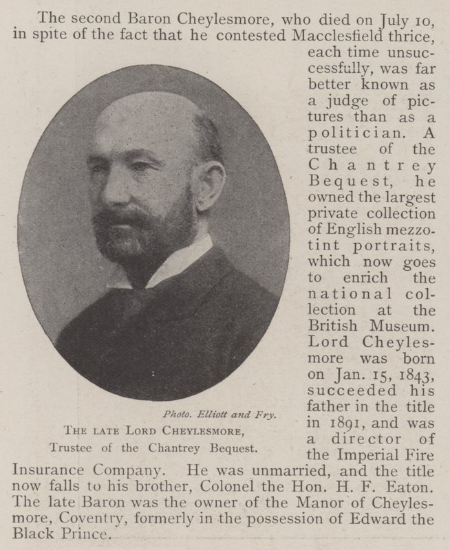 El difunto Lord Cheylesmore, fideicomisario del legado de Chantrey de English Photographer