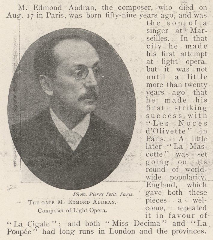 El difunto M Edmond Audran, Compositor de Ópera Ligera de English Photographer