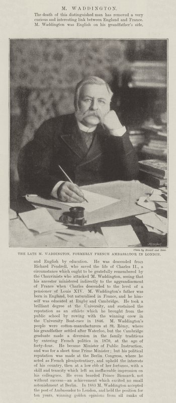 El fallecido M. Waddington, ex embajador francés en Londres de English Photographer
