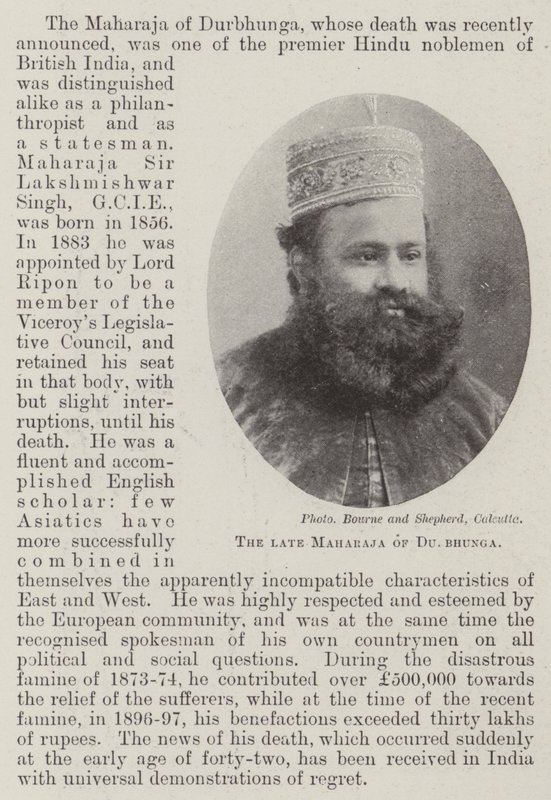El difunto Maharajá de Durbhunga de English Photographer