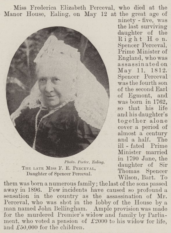 La difunta Srta. F E Perceval, Hija de Spencer Perceval de English Photographer