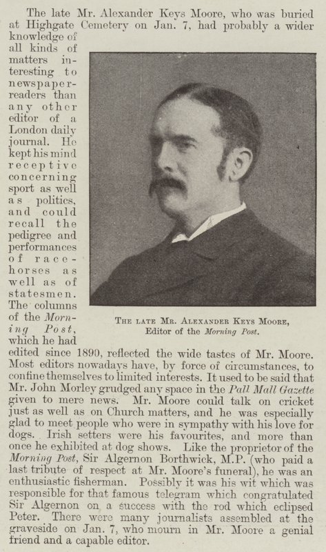 El difunto Sr. Alexander Keys Moore, Editor del Morning Post de English Photographer