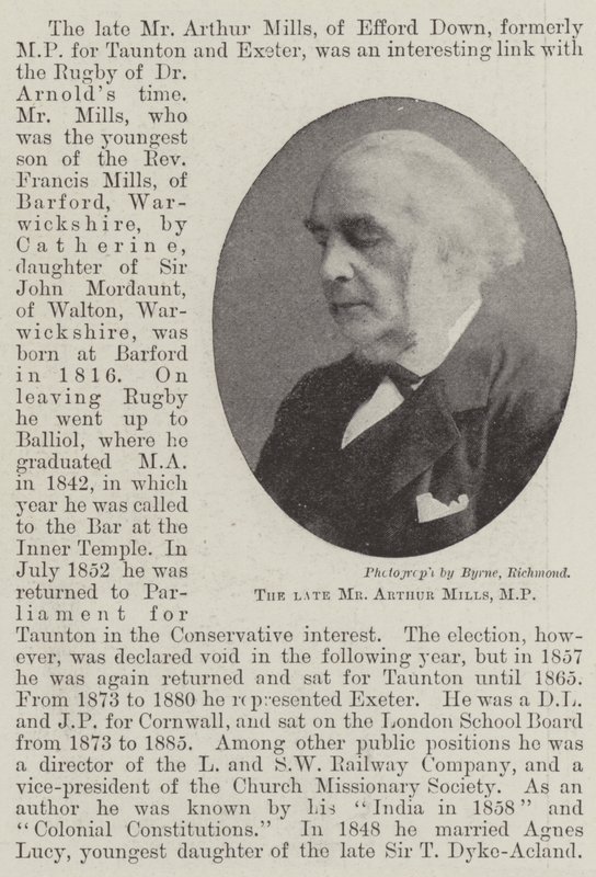 El difunto Sr. Arthur Mills, MP de English Photographer