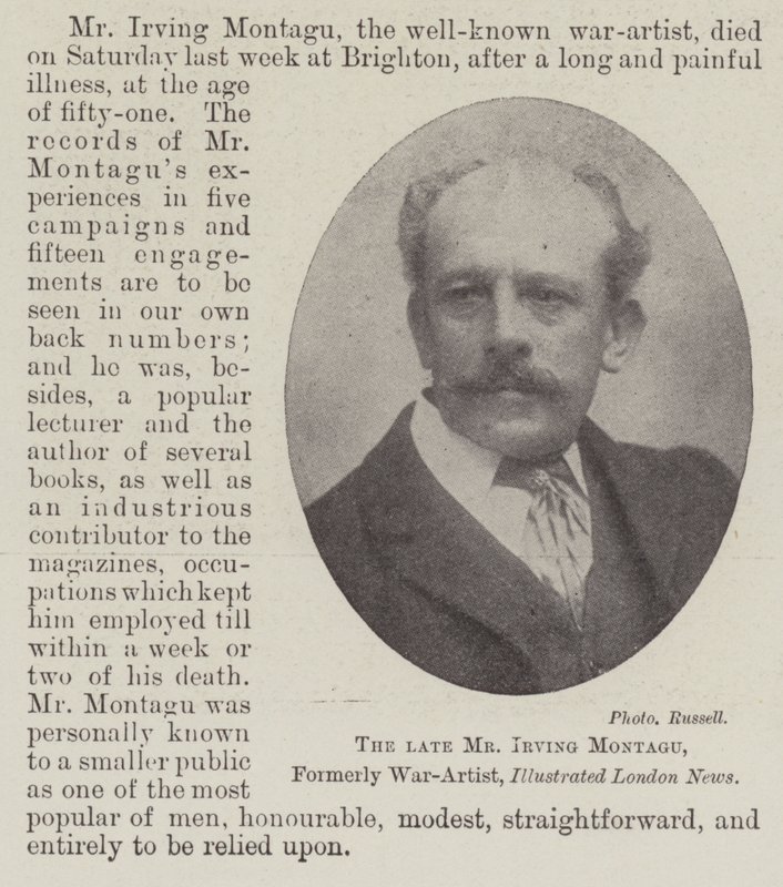 El difunto Sr. Irving Montagu, anteriormente artista de guerra, Illustrated London News de English Photographer