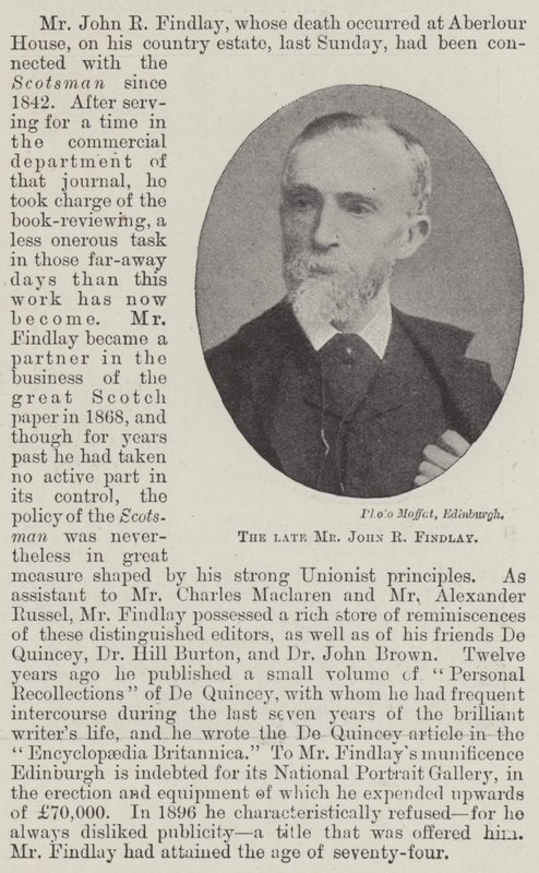 El difunto Sr. John R Findlay de English Photographer