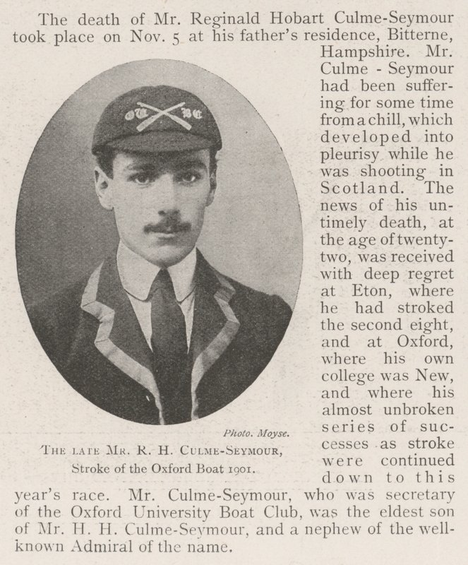 El difunto Sr. R H Culme-Seymour, remero del barco de Oxford 1901 de English Photographer
