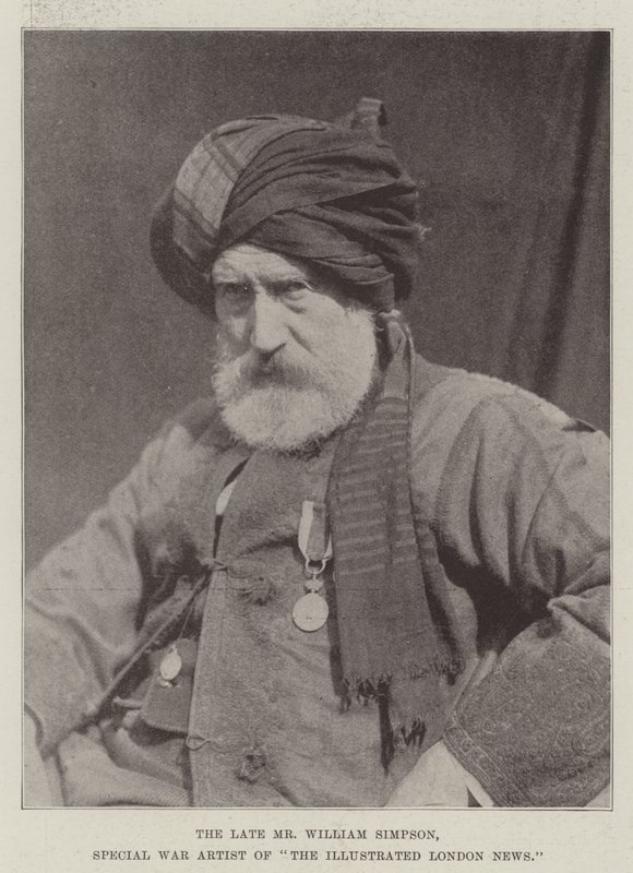 El difunto Sr. William Simpson, artista de guerra especial de The Illustrated London News de English Photographer