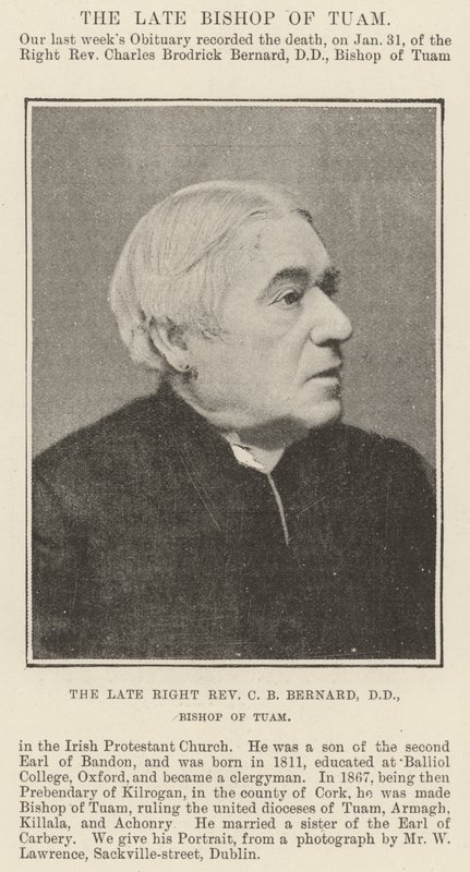 El difunto Reverendísimo C. B. Bernard, DD, Obispo de Tuam de English Photographer